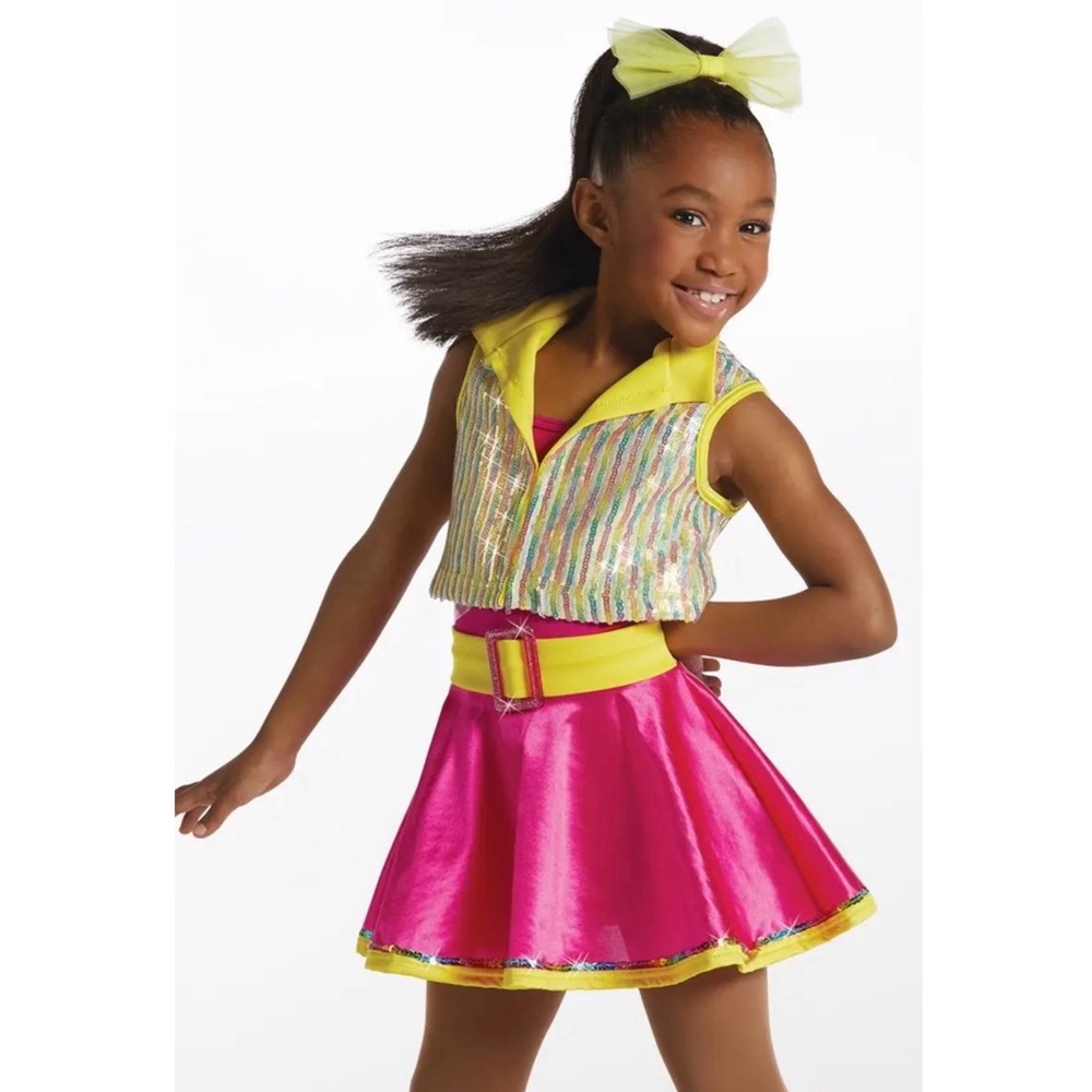 Weissman Hairspray You Can’t Stop the Beat Costume Pink Yellow Sequin Vest IC